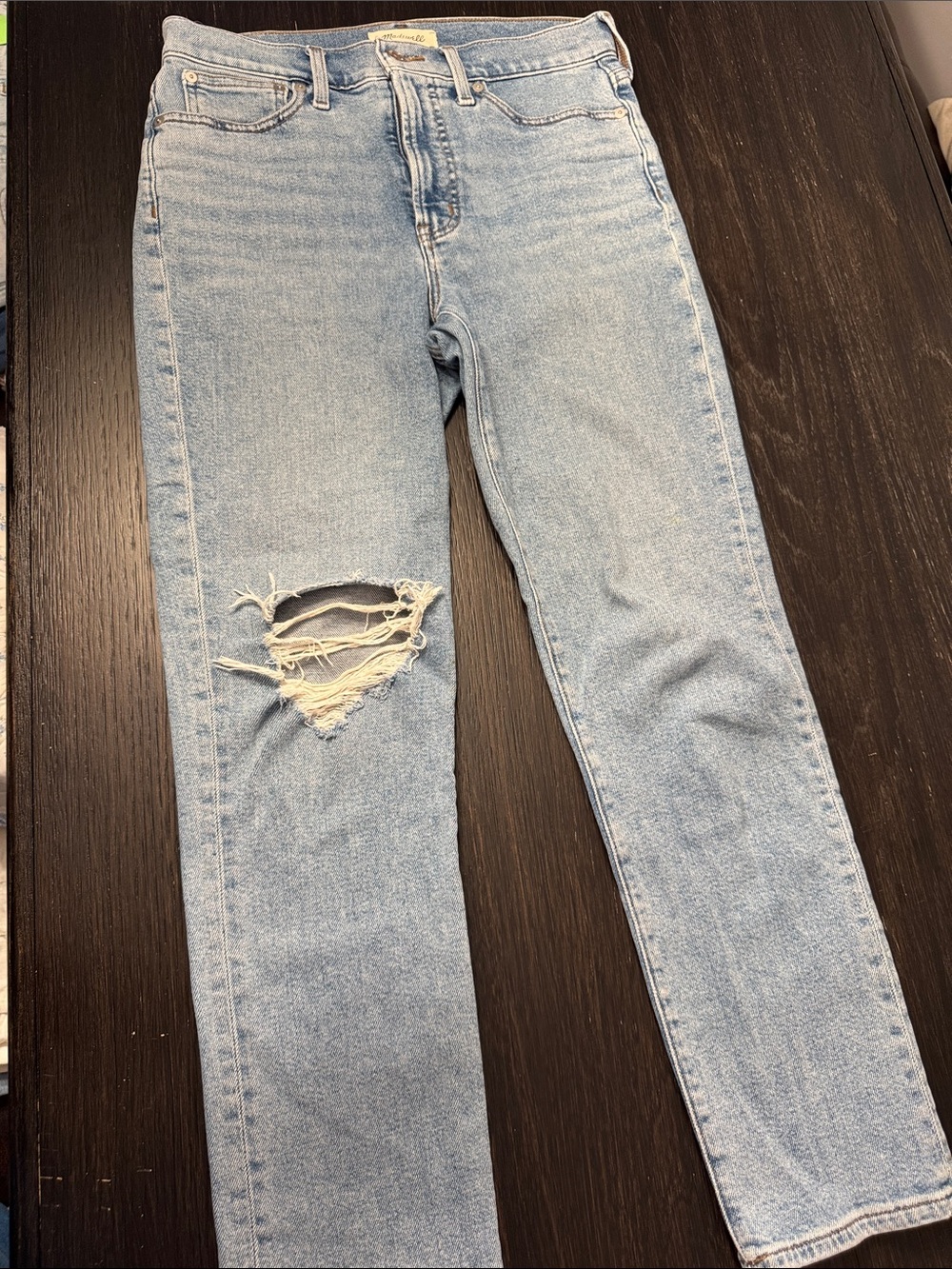 Madewell Light Blue High-Rise Skinny Jeans w/Knee Distress Perfect Vintage Jean